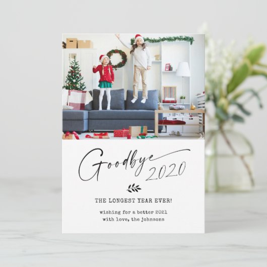 Vaarwel 2020 het langste jaar ooit feestdagenkaart (Staand voorkant)