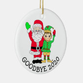 Vaarwel 2020 Kerstman en Elf in Facemask Keramisch Ornament (Rechts)
