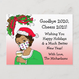 Vaarwel 2020 kerstman Humor Funny Retro Lady Briefkaart