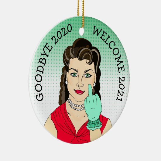 Vaarwel 2020 Welkom 2021 Funny Retro Kerstmis Keramisch Ornament (Rechts)