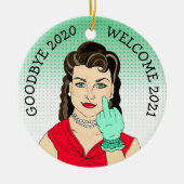 Vaarwel 2020 Welkom 2021 Funny Retro Kerstmis Keramisch Ornament (Voorkant)