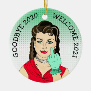 Vaarwel 2020 Welkom 2021 Funny Retro Kerstmis Keramisch Ornament