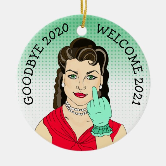 Vaarwel 2020 Welkom 2021 Funny Retro Kerstmis Keramisch Ornament (Voorkant)