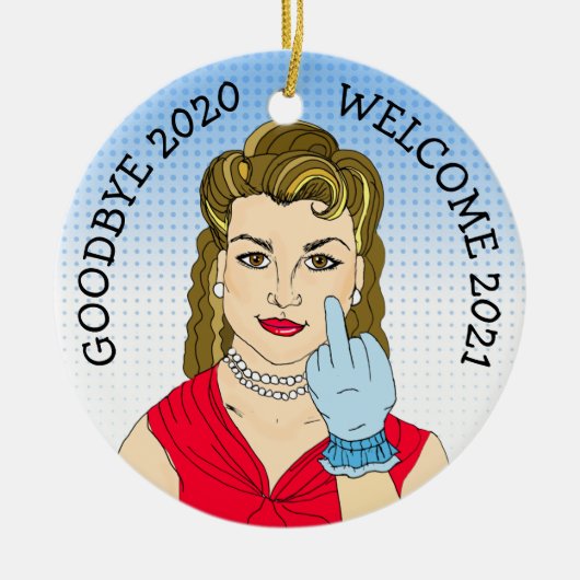 Vaarwel 2020 Welkom 2021 Funny Retro Kerstmis Keramisch Ornament (Voorkant)