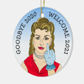 Vaarwel 2020 Welkom 2021 Funny Retro Kerstmis Keramisch Ornament (Links)