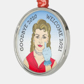 Vaarwel 2020 Welkom 2021 Funny Retro Kerstmis Metalen Ornament (Links)