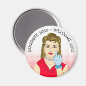 Vaarwel 2020, welkom 2021 Retro Lady Sarcasm Magneet (Voorkant / Achterkant)