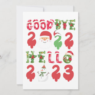 Vaarwel 2022 Hallo 2023 Gelukkig Nieuwjaar Kerstmi Kaart