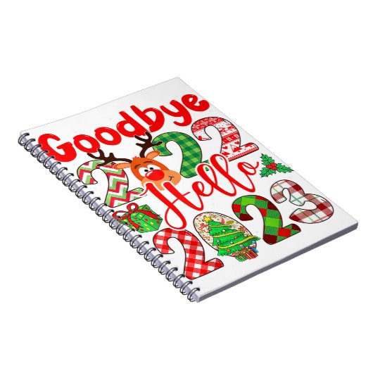 Vaarwel 2022 Hallo 2023 kerstluipaard Notitieboek (Rechterzijde)