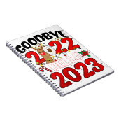 Vaarwel 2022 Hallo 2023 kerstmis T-shirt Notitieboek (Rechterzijde)