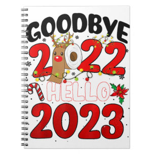 Vaarwel 2022 Hallo 2023 kerstmis T-shirt Notitieboek