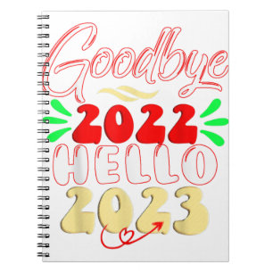Vaarwel 2022 Hallo 2023 kerstmis T-shirt Notitieboek