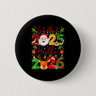 Vaarwel 2025 Hallo 2026 Gelukkig Nieuwjaar Kerstmi Ronde Button 5,7 Cm