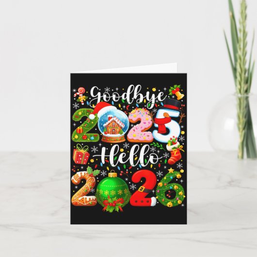 Vaarwel 2025 Hallo 2026 Gelukkig Oud en Nieuw Chri Kaart (Voorkant)