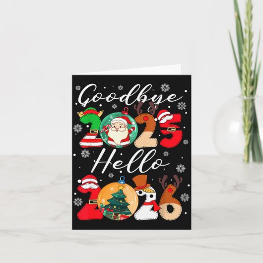 Vaarwel 2025 Hallo 2026 Gelukkig Oud en Nieuw Chri Kaart (Voorkant)