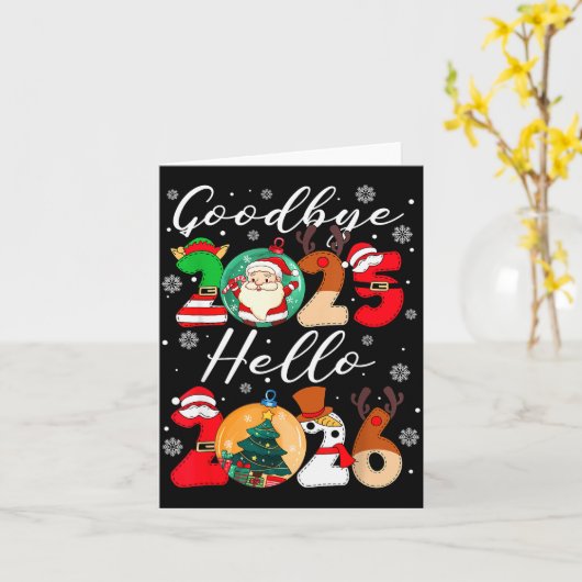 Vaarwel 2025 Hallo 2026 Gelukkig Oud en Nieuw Chri Kaart (Gele Bloem)