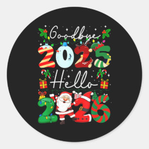 Vaarwel 2025 Hallo 2026 Gelukkig Oud en Nieuw Chri Ronde Sticker