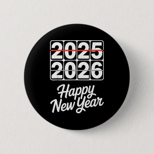 Vaarwel 2025 Hallo 2026 Klok Gelukkig Nieuwjaar Fe Ronde Button 5,7 Cm