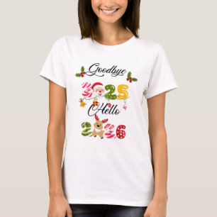 Vaarwel 2025 Hallo 2026 Nieuwjaarsontwerp T-shirt