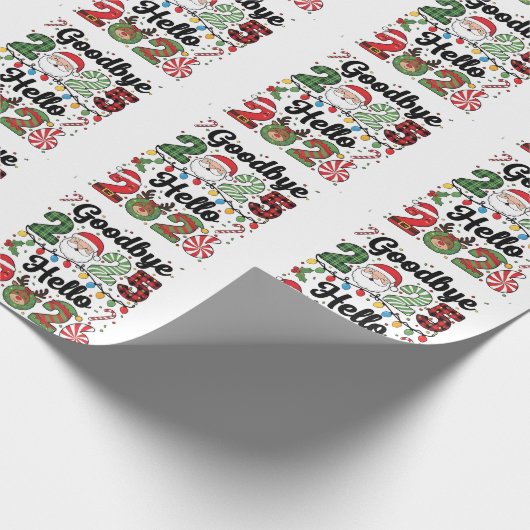 Vaarwel 2025 Hallo 2026 Nieuwjaarsresolutie Cadeaupapier (Hoek)