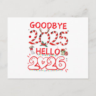 Vaarwel 2025 Hallo 2026 Prettig Kerstfeest Gelukki Feestdagenkaart