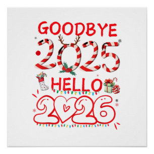 Vaarwel 2025 Hallo 2026 Prettig Kerstfeest Gelukki Perfect Poster