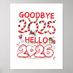 Vaarwel 2025 Hallo 2026 Prettig Kerstfeest Gelukki Poster