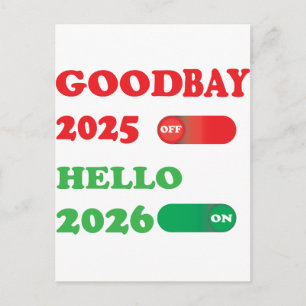 Vaarwel 2025 Hallo 2026 Toggle Kaartontwerp Feestdagenkaart