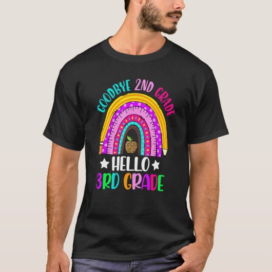 Vaarwel 2e graad Hallo 3e graad Regenboogleraar T-shirt (Voorkant)