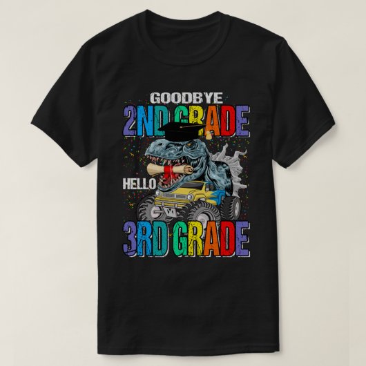 Vaarwel 2e graad Hallo 3e Grade Monster Truck Di T-shirt (Design voorkant)