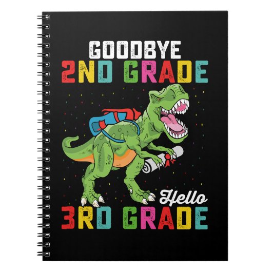 Vaarwel 2e klas hallo 3e klas T Rex dinosaurus Notitieboek (Voorkant)