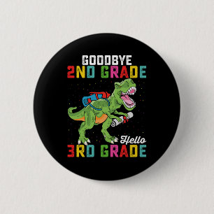 Vaarwel 2e klas hallo 3e klas T Rex dinosaurus Ronde Button 5,7 Cm