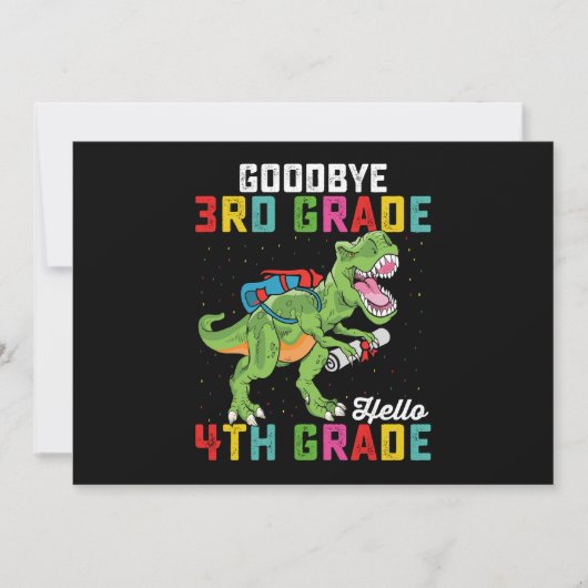 Vaarwel 3e klas Hallo 4e klas T Rex Dinosaur Kaart (Voorkant)