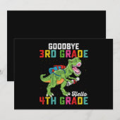 Vaarwel 3e klas Hallo 4e klas T Rex Dinosaur Kaart (Voorkant / Achterkant)