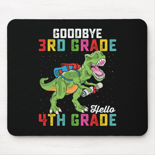 Vaarwel 3e klas Hallo 4e klas T-Rex Dinosaur Muismat (Voorkant)