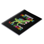 Vaarwel 3e klas Hallo 4e klas T Rex Dinosaur Notitieboek (Linkerzijde)
