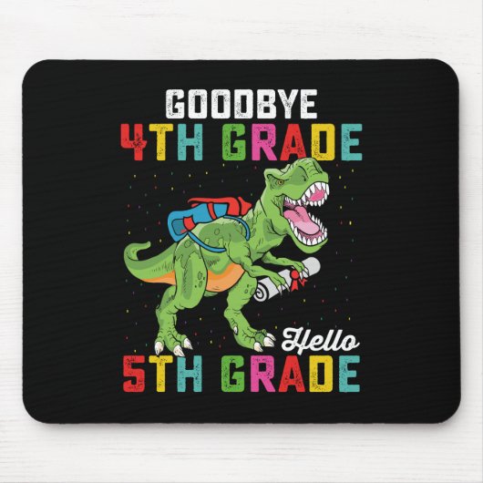 Vaarwel 4e klas Hallo 5e klas T Rex Dinosaur Muismat (Voorkant)