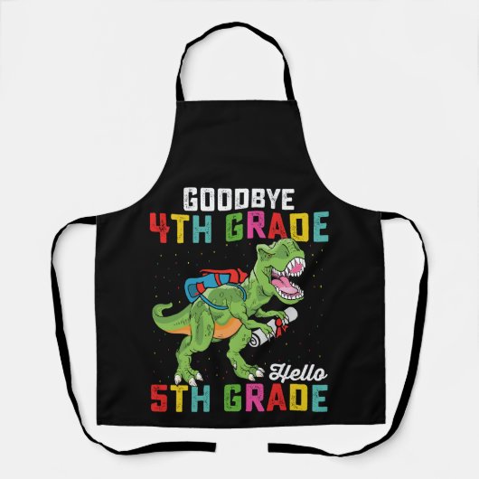 Vaarwel 4e klas Hallo 5e klas T Rex Dinosaur Schort (Voorkant)