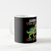 Vaarwel 4e klas Hallo 5e klas T-Rex dinosaurus Koffiemok (Voorkant links)