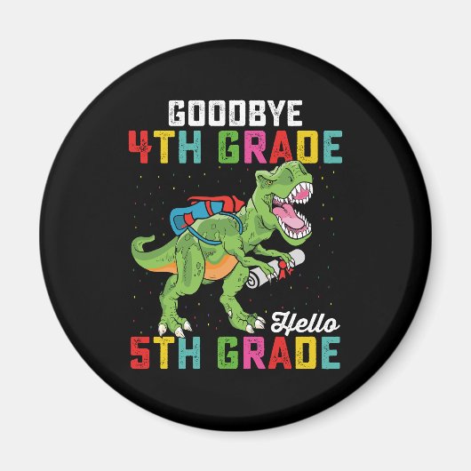 Vaarwel 4e klas Hallo 5e klas T Rex dinosaurus Magneet (Voorkant)
