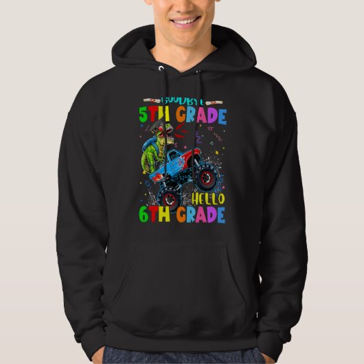 Vaarwel 5e graad dinosauriërs Hallo 6e graad Monst Hoodie (Voorkant)