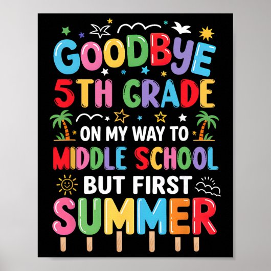 Vaarwel 5e klas afstuderen naar de middelbare scho poster (Voorkant)