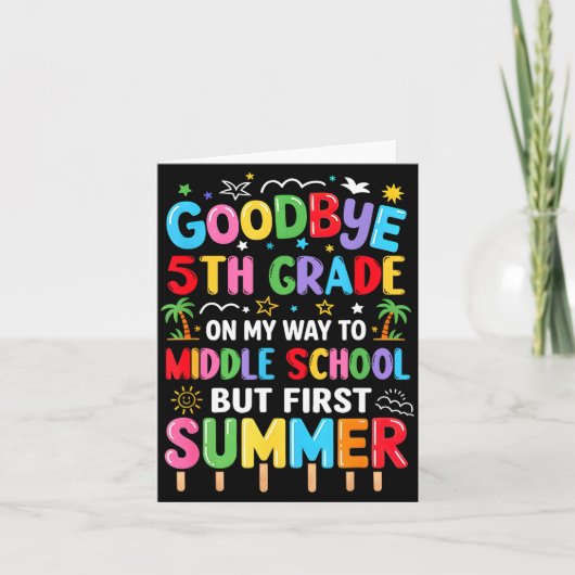 Vaarwel 5e klas afstuderen naar middelbare school kaart (Voorkant)