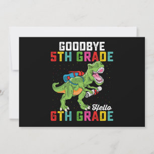 Vaarwel 5e klas Hallo 6e klas T Rex Dinosaur Kaart
