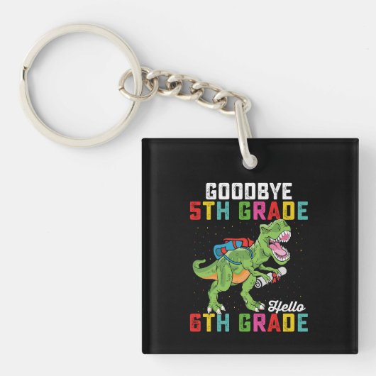 Vaarwel 5e klas, hallo 6e klas T Rex dinosaurus Sleutelhanger (Voorkant)