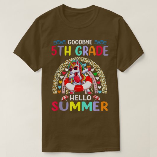 Vaarwel 5e klas leraar Hallo zomervakantie T-shirt (Design voorkant)