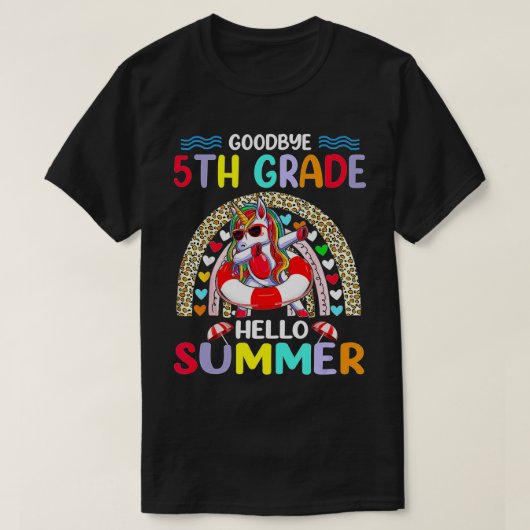 Vaarwel 5e klas leraar Hallo zomervakantie T-shirt (Design voorkant)