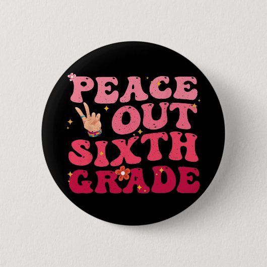 Vaarwel 6e klas laatste schooldag leerling kind ronde button 5,7 cm (Voorkant)