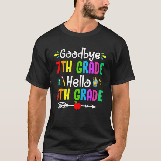 Vaarwel 7e graad Hallo 8e graad terug naar school T-shirt (Voorkant)