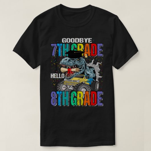 Vaarwel 7e graad Hallo 8e Grade Monster Truck Di T-shirt (Design voorkant)
